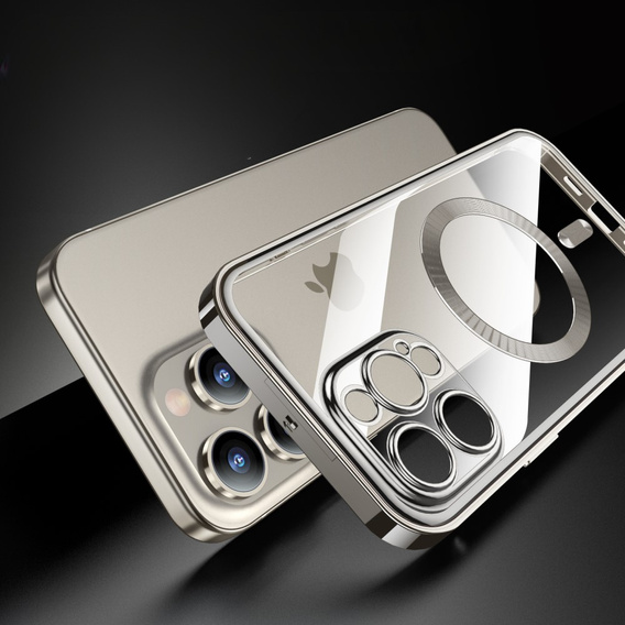 Etui do iPhone 15 Pro, Privacy Dual Glass, do MagSafe, srebrne
