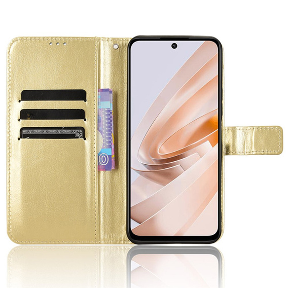 Etui z klapką do Xiaomi Redmi 13, Crazy Horse Wallet, złote