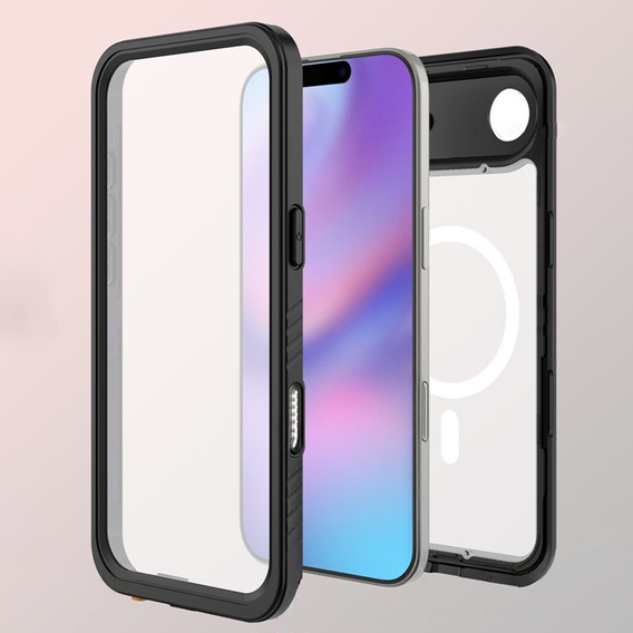 Etui Redpepper do iPhone 17 Air, Wodoodporne IP68, do MagSafe, przezroczyste z czarnymi bokami