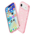 Etui do iPhone 17 Air, do MagSafe, brokat, półprzezroczyste różowe