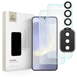 2x Szkło Tech-Protect + szkło na aparat, Supreme set, do Samsung Galaxy S24, przezroczyste