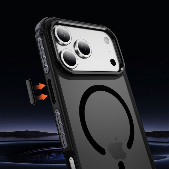 Etui Matt Case do iPhone 17 Pro, pancerne, do MagSafe, przydymione z czarnymi bokami