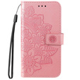 Zestaw Etui z klapką do Samsung Galaxy A33 5G, Mandala i kwiaty, różowe rose gold + szkło
