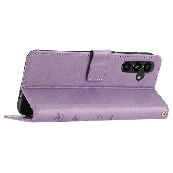 Etui z klapką do Samsung Galaxy A55 5G, Butterfly, fioletowe