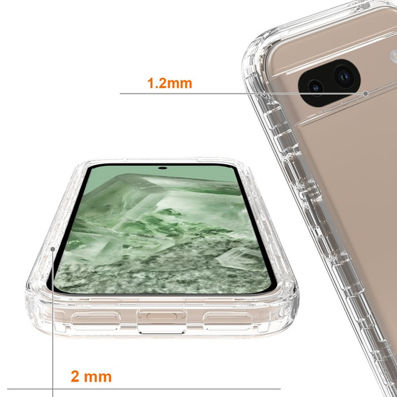 Etui do Google Pixel 8A, Shockproof, z folią, przezroczyste