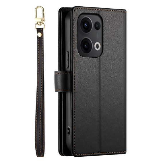 Etui z klapką do Oppo Reno 13 5G, Wallet Zipper Pocket, czarne