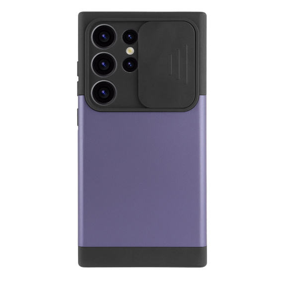 Pancerne etui do MagSafe na Galaxy S24 Ultra, ERBORD MagProtect Cam Slider, fioletowe
