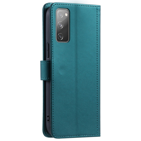 Etui z klapką do Samsung Galaxy S20 FE, Rhombus Crossbody Leather, ciemnozielone