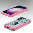 Etui pancerne do Samsung Galaxy S23 FE, CamShield Slide, zielone / różowe