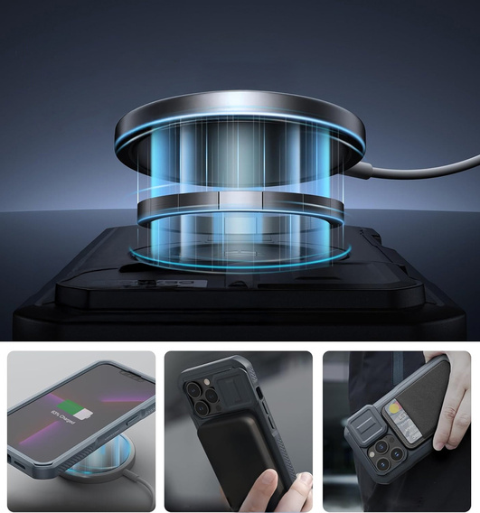 Dexnor – magnetyczne etui z osłoną aparatu do iPhone 13 Pro - niebieskie