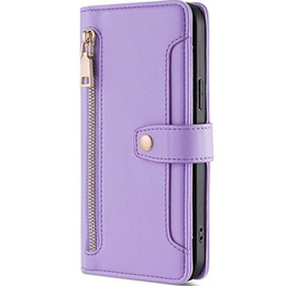 Etui z klapką do Samsung Galaxy S23, Wallet Zipper Pocket, fioletowe