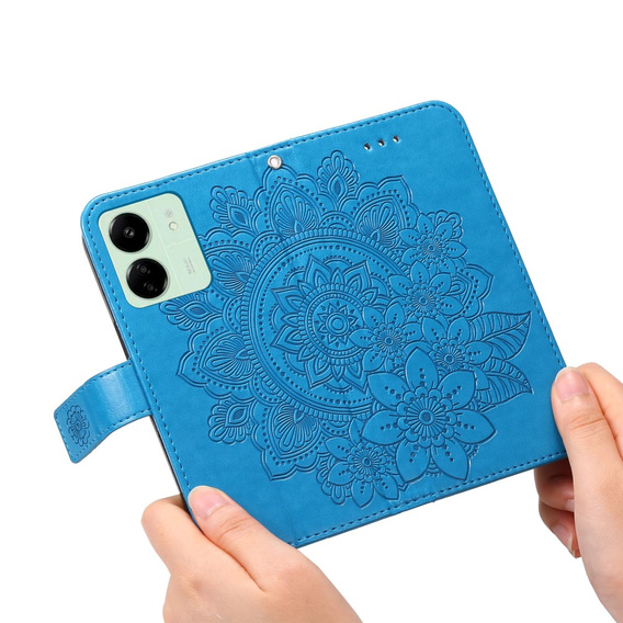 Etui z klapką do Xiaomi Redmi 13C / Poco C65, Mandala, niebieskie
