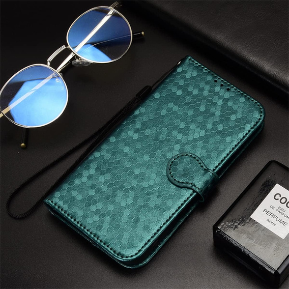 Etui Wallet Rhombus z klapką do Realme C71 – eleganckie i praktyczne, zielone