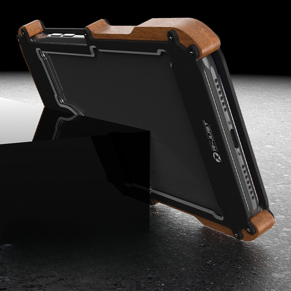Etui R-JUST do iPhone 13 Pro, Alu Wood Bumper, czarne