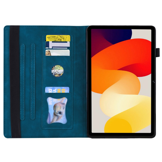 Etui z klapką do Xiaomi Redmi Pad 2 z kieszonkami i podstawką – niebieskie