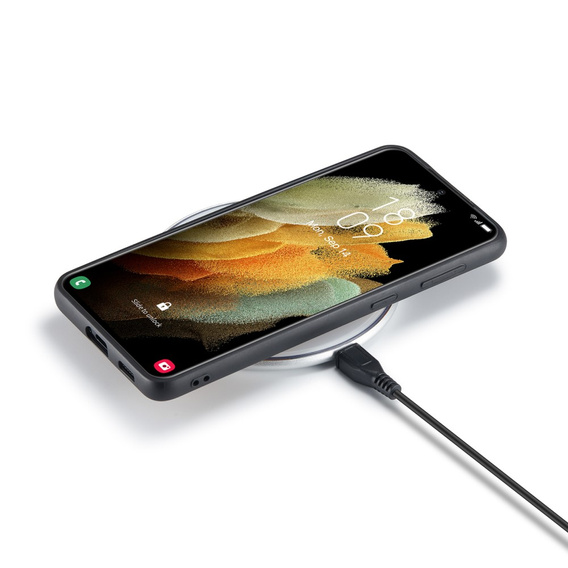 Etui do Samsung Galaxy S21 FE, DG.MING 2in1, kawowe