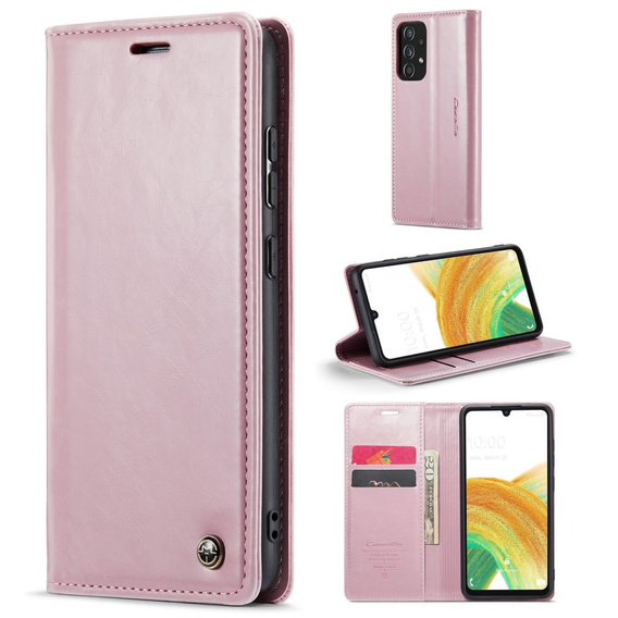 Etui z klapką CASEME do Samsung Galaxy A33 5G, Waxy Textured, różowe