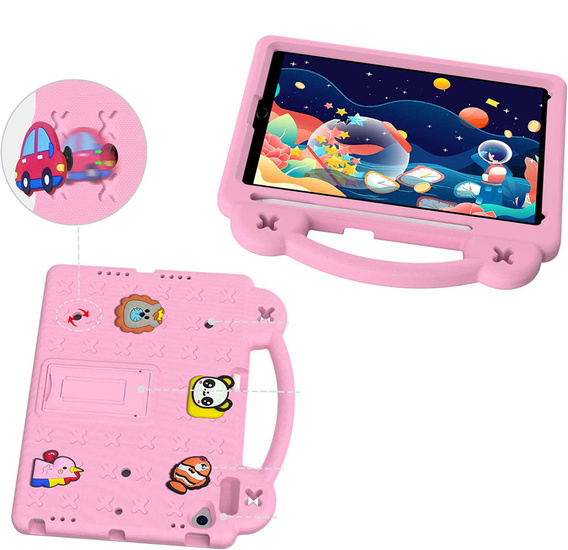 Etui do iPad 10.2" 2021/2020/2019 (9/8/7 gen.) / Air 10.5" 2019 (3 gen.) , Cute Patterns, z podstawką, Różowe
