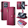 Etui z klapką do Xiaomi 14T Pro, Wallet Zipper Pocket, czerwone