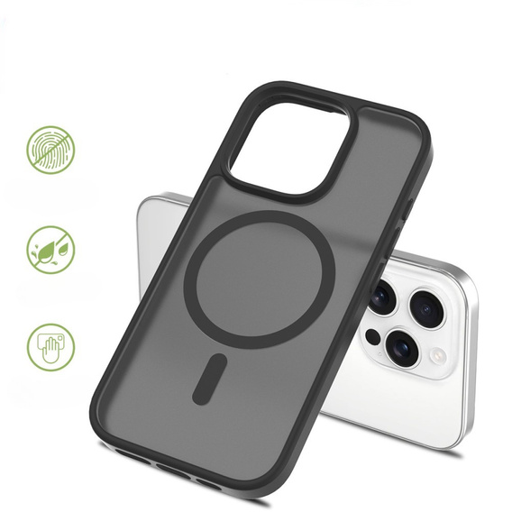 Etui ERBORD z MagSafe do iPhone 16 Pro Max, Matte Case, aktywny przycisk, matowe / czarne