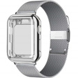 Bransoleta Milanese + Etui z osłoną na ekran do Apple Watch 1/2/3/4/5/6/SE 42/44MM, Srebrny