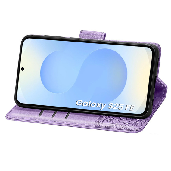 Etui z klapką do Samsung Galaxy S25 FE, Butterfly, fioletowe
