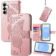 Etui z klapką do Samsung Galaxy S25 FE, Butterfly, różowe rose gold