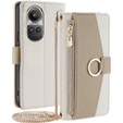 Etui z klapką do Oppo Reno 10 / 10 Pro, Wallet Zipper Pocket, z lusterkiem, białe