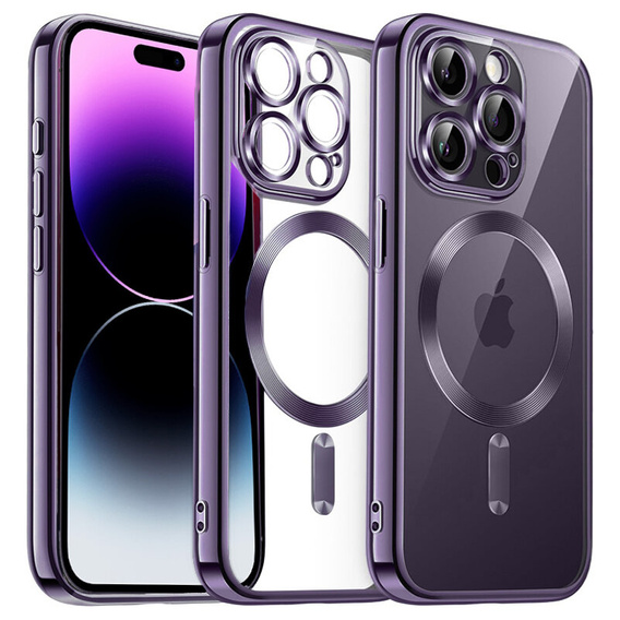 Etui do iPhone 14 Pro Max, Electro MagSafe, fioletowe + Szkło na ekran