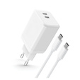 SZYBKA 2x USB-C PD 45W GAN + KABEL 1M do IPHONE 16 Pro/Plus/Max