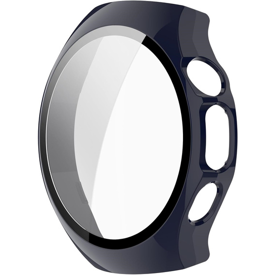 2w1 Etui z twardą ramką i szkłem hartowanym do Huawei Watch 5 46mm- ciemnoniebieskie