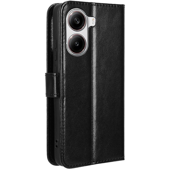 Etui z klapką do Xiaomi Poco X7 Pro 5G, Crazy Horse Wallet, czarne
