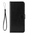 Etui z klapką do Xiaomi Redmi 15 5G / 4G, z fakturą Crazy Horse, czarne