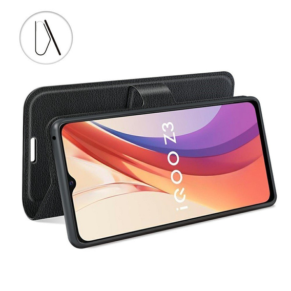 Etui z klapką do Vivo Y52 5G / Y72 5G, Split Leather, czarne