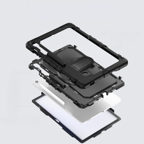 Wytrzymałe etui z paskiem na ramię do Samsung Galaxy Tab S10 FE+ (SM‑X620/X626B) - czarne