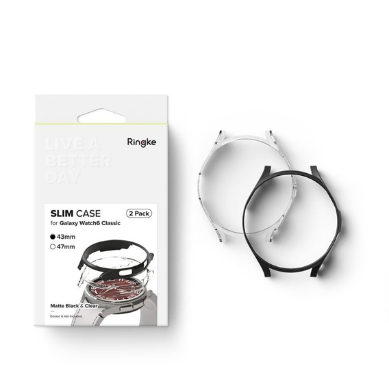 Etui Ringke Slim do Samsung Galaxy Watch 6 Classic 43mm, 2-Pack, Przezroczyste / Czarne