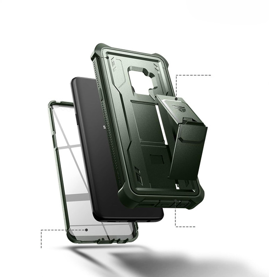 Etui pancerne do Samsung Galaxy S9, Dexnor Full Body, zielone