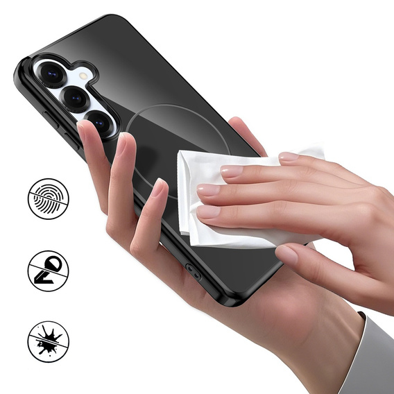 Etui do Samsung Galaxy S25 FE, Silicone Lite, do MagSafe ze smyczką, czarne