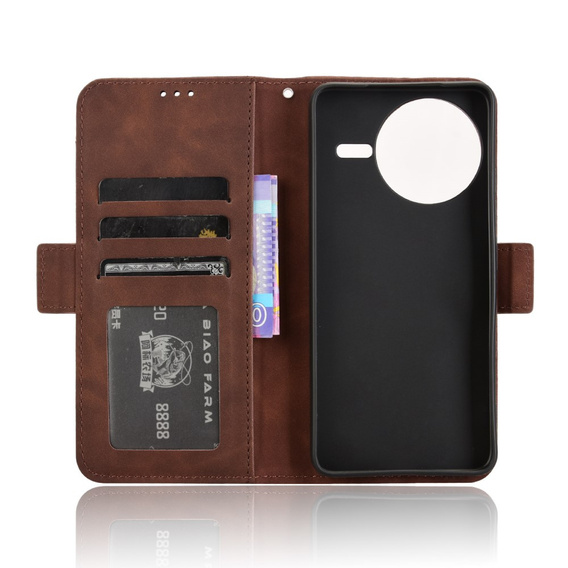 Etui z klapką do Xiaomi Poco F7 Ultra, Card Slot, brązowe
