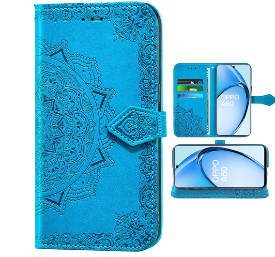 Etui z klapką do Oppo A60, Mandala, niebieskie