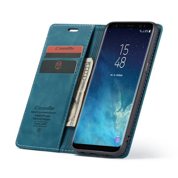 Etui CASEME do Samsung Galaxy S8, Leather Wallet Case, niebieskie