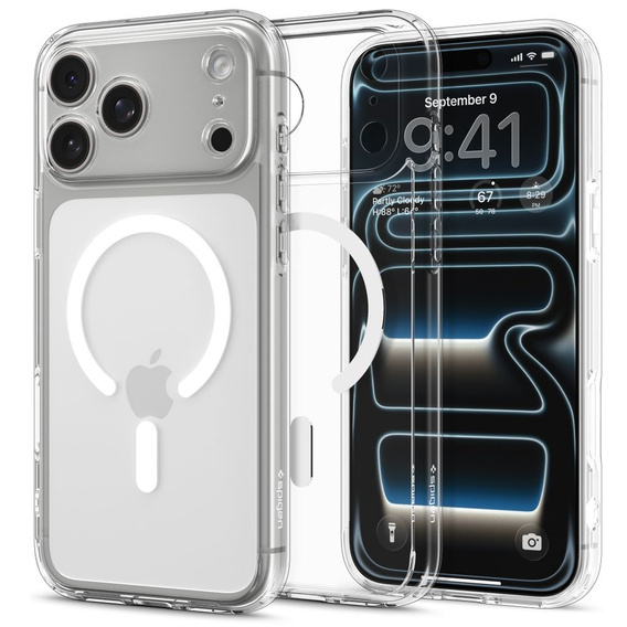Etui Spigen Ultra Hybrid MagSafe do iPhone 17 Pro, Clear / White