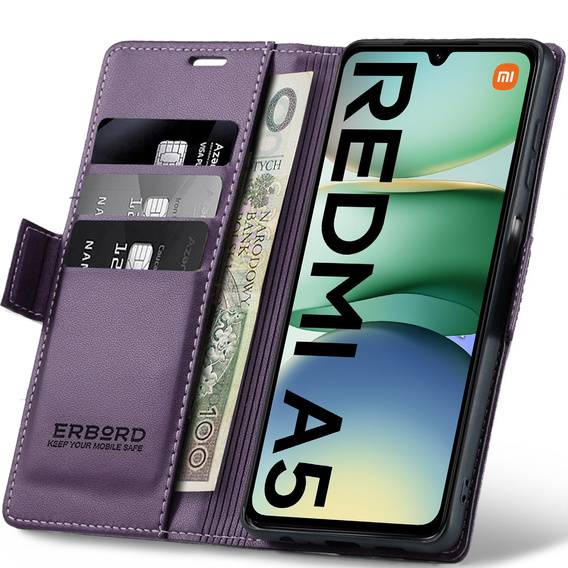 Etui ERBORD Glossy Litchi portfel z klapką do Xiaomi Redmi A5