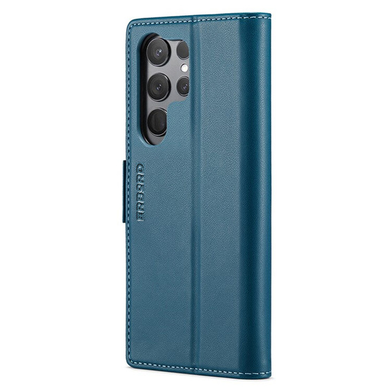Etui do Samsung Galaxy S24 Ultra, ERBORD Glossy Litchi, portfel z klapką, niebieskie