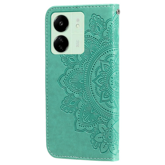 Etui z klapką do Xiaomi Redmi 13C / Poco C65, Mandala, zielone