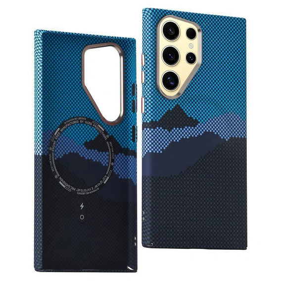 Etui do Samsung Galaxy S24 Ultra, Carbon Fiber MagSafe, niebieskie / granatowe