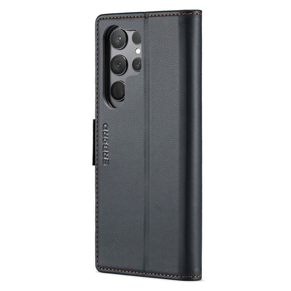 Etui do Samsung Galaxy S25 Ultra, ERBORD Glossy Litchi, portfel z klapką, czarne