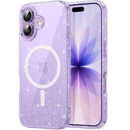 Etui do iPhone 17, do MagSafe, brokat, półprzezroczyste fioletowe
