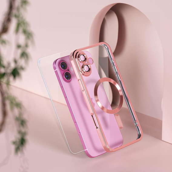 Etui do iPhone 16, Electro MagSafe, różowe + Szkło na ekran