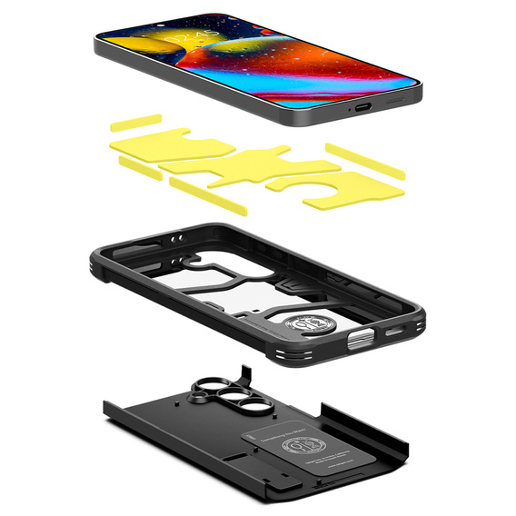 Etui Spigen do Samsung Galaxy S24, Tough Armor, Czarne + Szkło